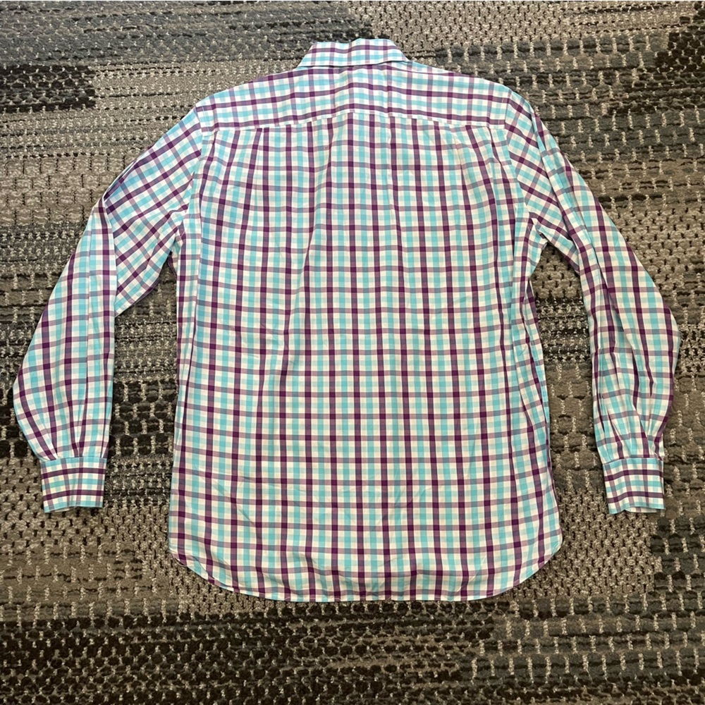 Hammer Made Long Sleeve Button Down Shirt, Purple Blue White Check, Neck 15.5 - Picture 7 of 8